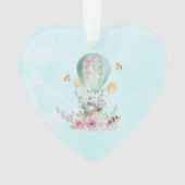 Whimsical Bunny Riding in einem Heißluftballon Ornament (Vorderseite)