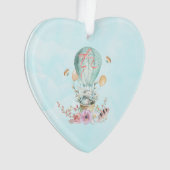 Whimsical Bunny Riding in einem Heißluftballon Ornament (Vorderseite)