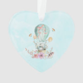 Whimsical Bunny Riding in einem Heißluftballon Ornament (Rückseite)