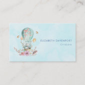 Whimsical Bunny Riding in einem Heißluftballon Visitenkarte (Vorderseite)