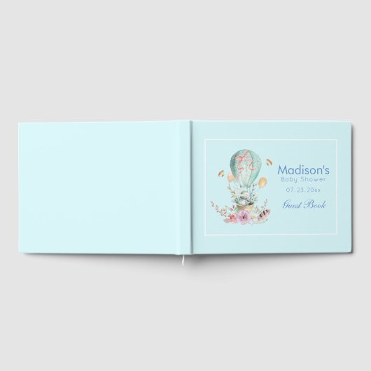 Whimsical Bunny Riding in einem Hot Air Balloon Ba Gästebuch (Voll)