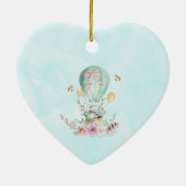 Whimsical Bunny Riding in einem Hot Air Balloon Ba Keramikornament (Hinten)