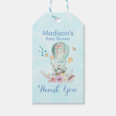 Whimsical Bunny Riding in einer Heißluftballon-Dus Geschenkanhänger (Vorderseite)