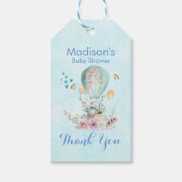 Whimsical Bunny Riding in einer Heißluftballon-Dus Geschenkanhänger