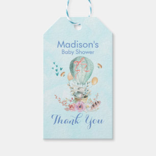 Whimsical Bunny Riding in einer Heißluftballon-Dus Geschenkanhänger