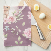 Whimsical Bunny Teapot Floral Spring  Geschirrtuch (Viertel Falte)