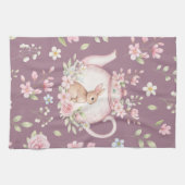 Whimsical Bunny Teapot Floral Spring  Geschirrtuch (Horizontal)