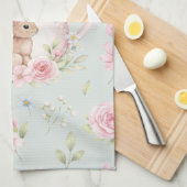 Whimsical Bunny Teapot Floral Spring  Geschirrtuch (Viertel Falte)