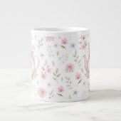 Whimsical Bunny Teapot Floral Spring  Jumbo-Tasse (Vorderseite)