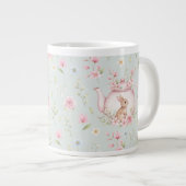 Whimsical Bunny Teapot Floral Spring  Jumbo-Tasse (Vorderseite Rechts)