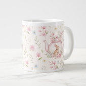 Whimsical Bunny Teapot Floral Spring  Jumbo-Tasse (Vorderseite Rechts)