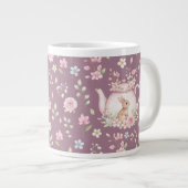 Whimsical Bunny Teapot Floral Spring Jumbo-Tasse (Vorderseite Rechts)