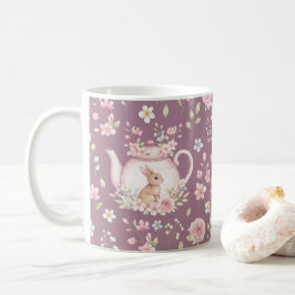 Whimsical Bunny Teapot Floral Spring  Kaffeetasse