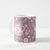 Whimsical Bunny Teapot Floral Spring  Kaffeetasse (Vorderseite Links)