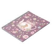 Whimsical Bunny Teapot Floral Spring Notebook Notizblock (Linke Seite)