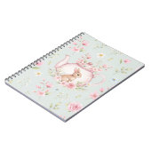 Whimsical Bunny Teapot Floral Spring Notebook Notizblock (Linke Seite)