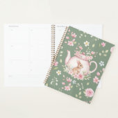 Whimsical Bunny Teapot Floral Spring Notebook Planer (Anzeige)