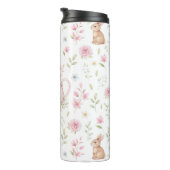 Whimsical Bunny Teapot Floral Spring  Thermosbecher (Nach rechts gedreht)