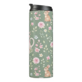 Whimsical Bunny Teapot Floral Spring  Thermosbecher (Nach rechts gedreht)