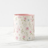 Whimsical Bunny Teapot Floral Spring  Zweifarbige Tasse (Mittel)