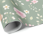 Whimsical Bunny Teapot Spring Floral Pattern Geschenkpapier (Rolleneckpunkt)