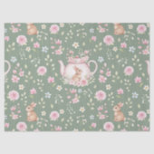 Whimsical Bunny Teapot Spring Floral Pattern Seidenpapier (Vorderseite)