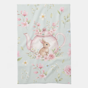 Whimsical Bunny Teekanne Floral Frühling  Geschirrtuch