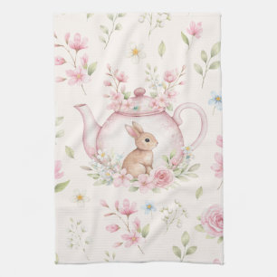 Whimsical Bunny Teekanne Floral Frühling  Geschirrtuch