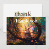 Whimsical Bunny verzaubert Wald Dankeskarte (Vorne/Hinten)