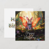 Whimsical Bunny verzaubert Wald glücklich Geburtst (Vorne/Hinten)