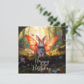 Whimsical Bunny verzaubert Wald glücklich Geburtst (Stehend Vorderseite)
