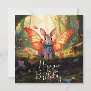 Whimsical Bunny verzaubert Wald glücklich Geburtst
