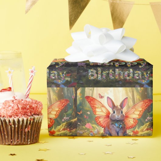 Whimsical Bunny verzaubert Wald glücklich Geburtst Geschenkpapier (Geburtstagsparty)