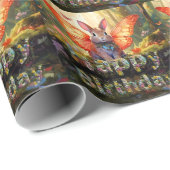 Whimsical Bunny verzaubert Wald glücklich Geburtst Geschenkpapier (Rolleneckpunkt)