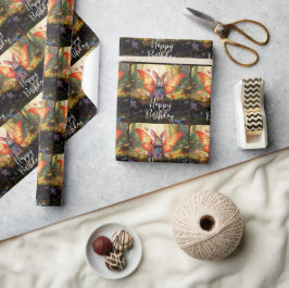 Whimsical Bunny verzaubert Wald glücklich Geburtst Geschenkpapier