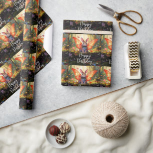 Whimsical Bunny verzaubert Wald glücklich Geburtst Geschenkpapier