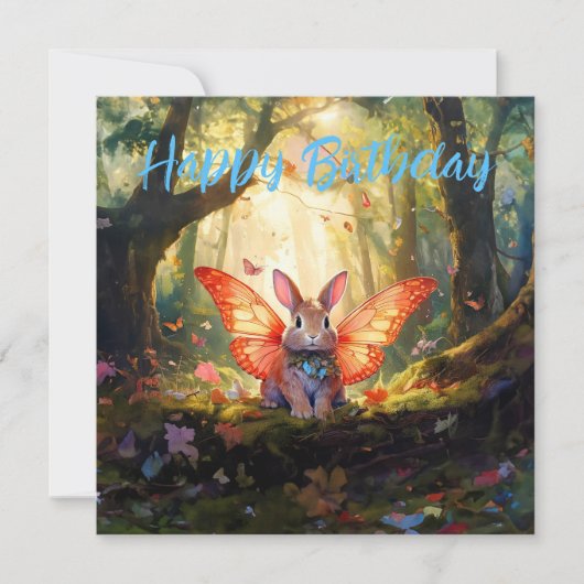 Whimsical Bunny verzaubert Wald glücklich Geburtst Karte (Vorderseite)