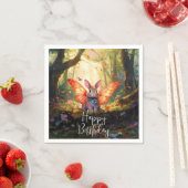 Whimsical Bunny verzaubert Wald glücklich Geburtst Serviette (Beispiel)