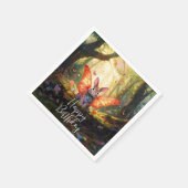 Whimsical Bunny verzaubert Wald glücklich Geburtst Serviette (Ecke)