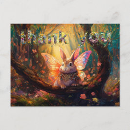 Whimsical Bunny verzauberter Wald Danke Postkarte