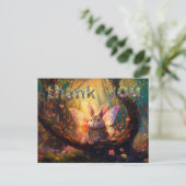 Whimsical Bunny verzauberter Wald Danke Postkarte (Stehend Vorderseite)