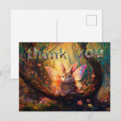 Whimsical Bunny verzauberter Wald Danke Postkarte (Vorne/Hinten)