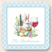 Whimsical Bunny & Wine Design Hartkunststoff Unter Getränkeuntersetzer (Vorderseite)