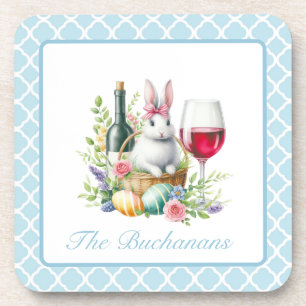 Whimsical Bunny & Wine Design Hartkunststoff Unter Getränkeuntersetzer