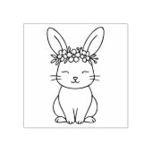 Whimsical Bunny with Floral Crown Line Art  Gummistempel (Prägung)