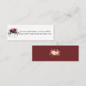 Whimsical Burgundy Blue Flowers Website Hochzeit Mini Visitenkarte (Vorne/Hinten)