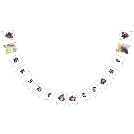 Whimsical Burgundy Blumengotik Brautparty Wimpelkette (Alle)