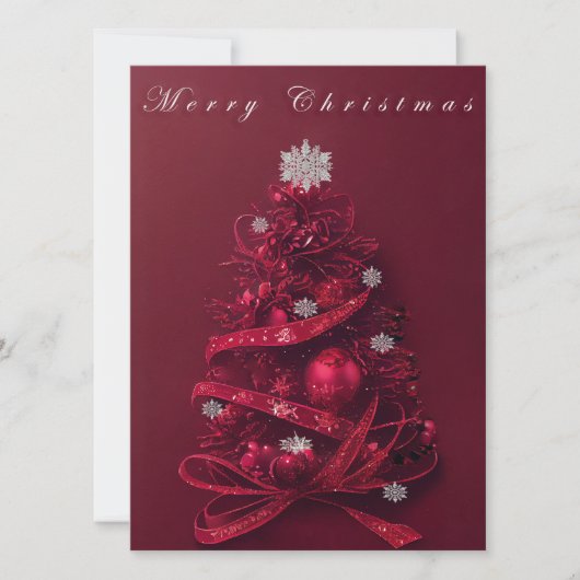 Whimsical Burgundy Christmas Tree Card (Vorderseite)