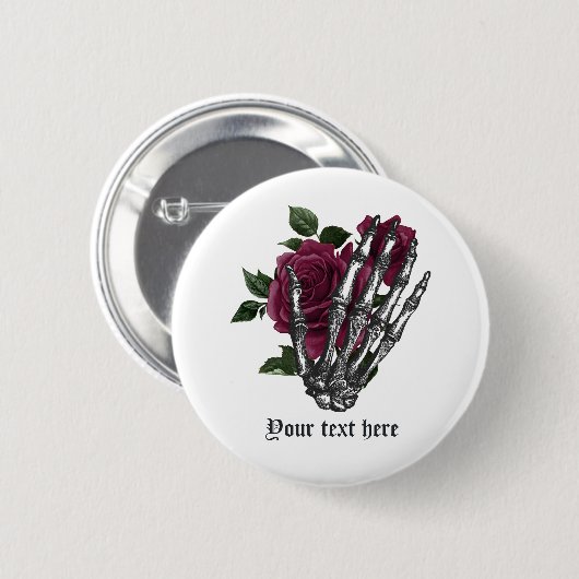 Whimsical Burgundy Floral Gothic Button (Vorne & Hinten)