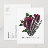 Whimsical Burgundy Floral Gothic Hochzeitsfeier Er Postkarte (Vorne/Hinten)